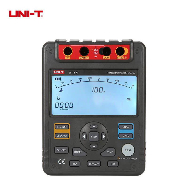 UNI-T UT511 Insulation Resistance Tester 100V~1000V Earth Ground 0.1MΩ~10GΩ Ohm Meter AC DC Voltmeter