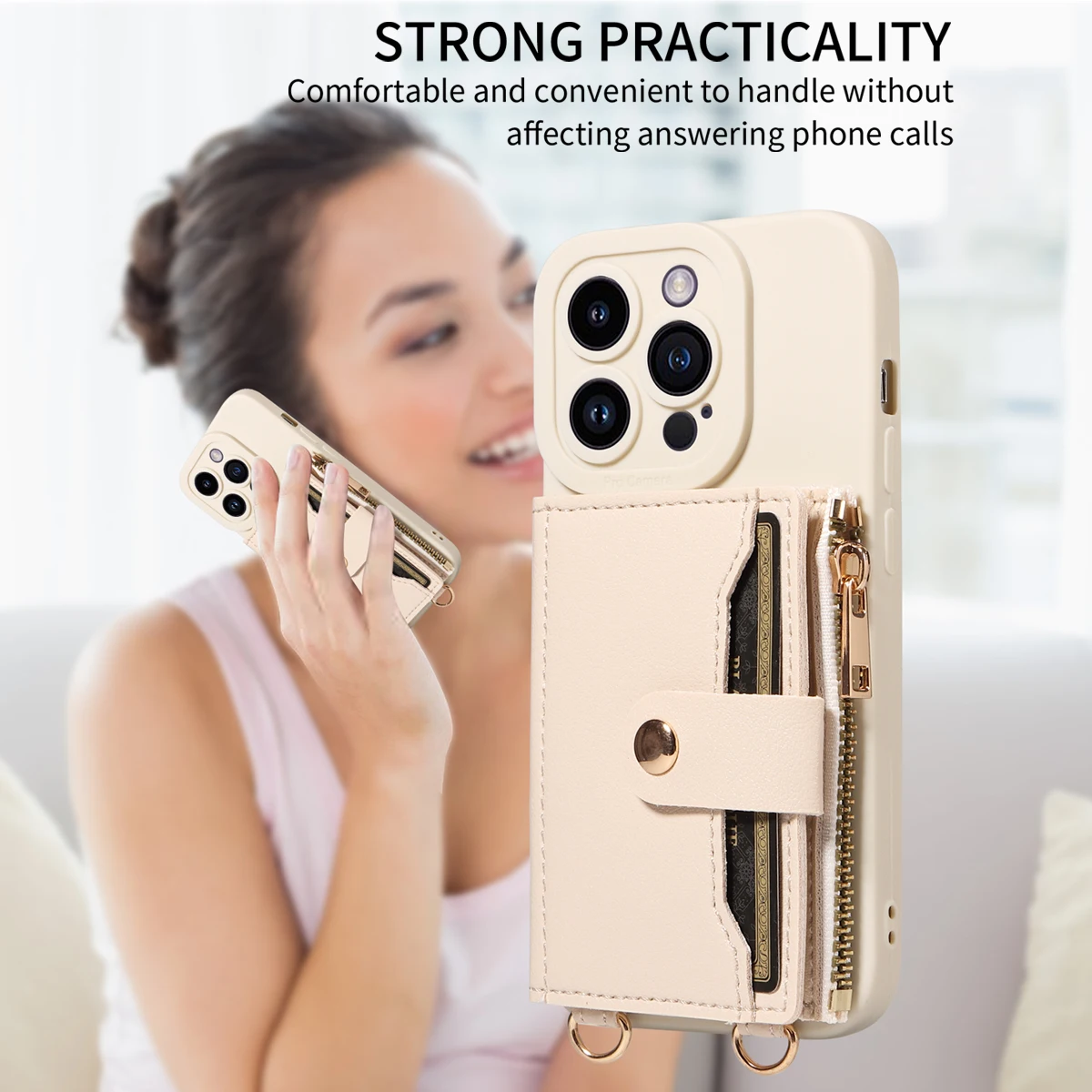 Kunstleder-Handyhülle für IPhone16promax 15 14 13 12 11Plus Mini 7 8plus XSMAX XR Crossbody Anti-Drop mit Spiegel-Geldbörsen-Abdeckung – Detail 10