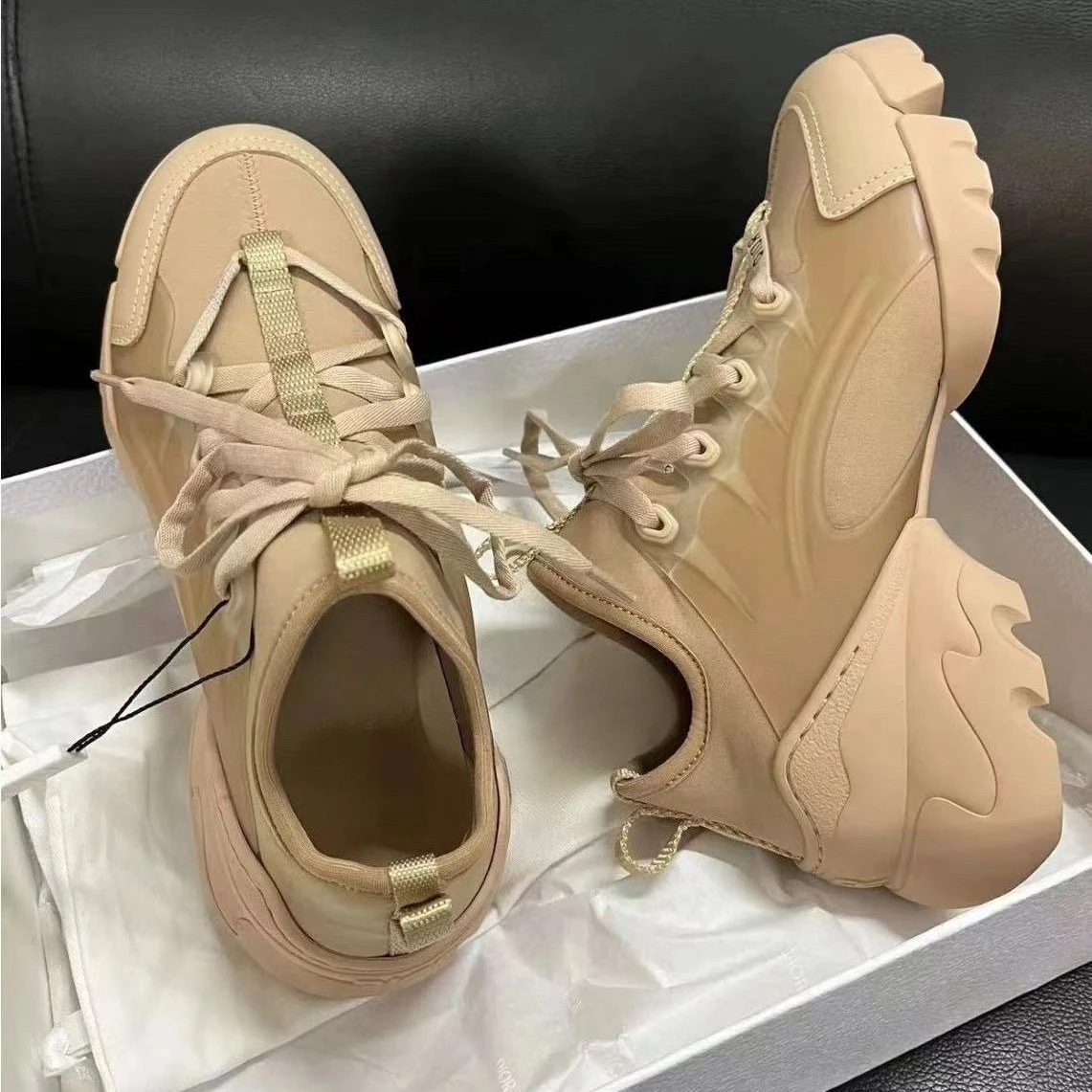 

2025 SS Women's Chunky Sneakers Ins Trendy Elevated Arch Sole Lace Up Comfortable Spring Summer Daily Casual Versatile Shoes