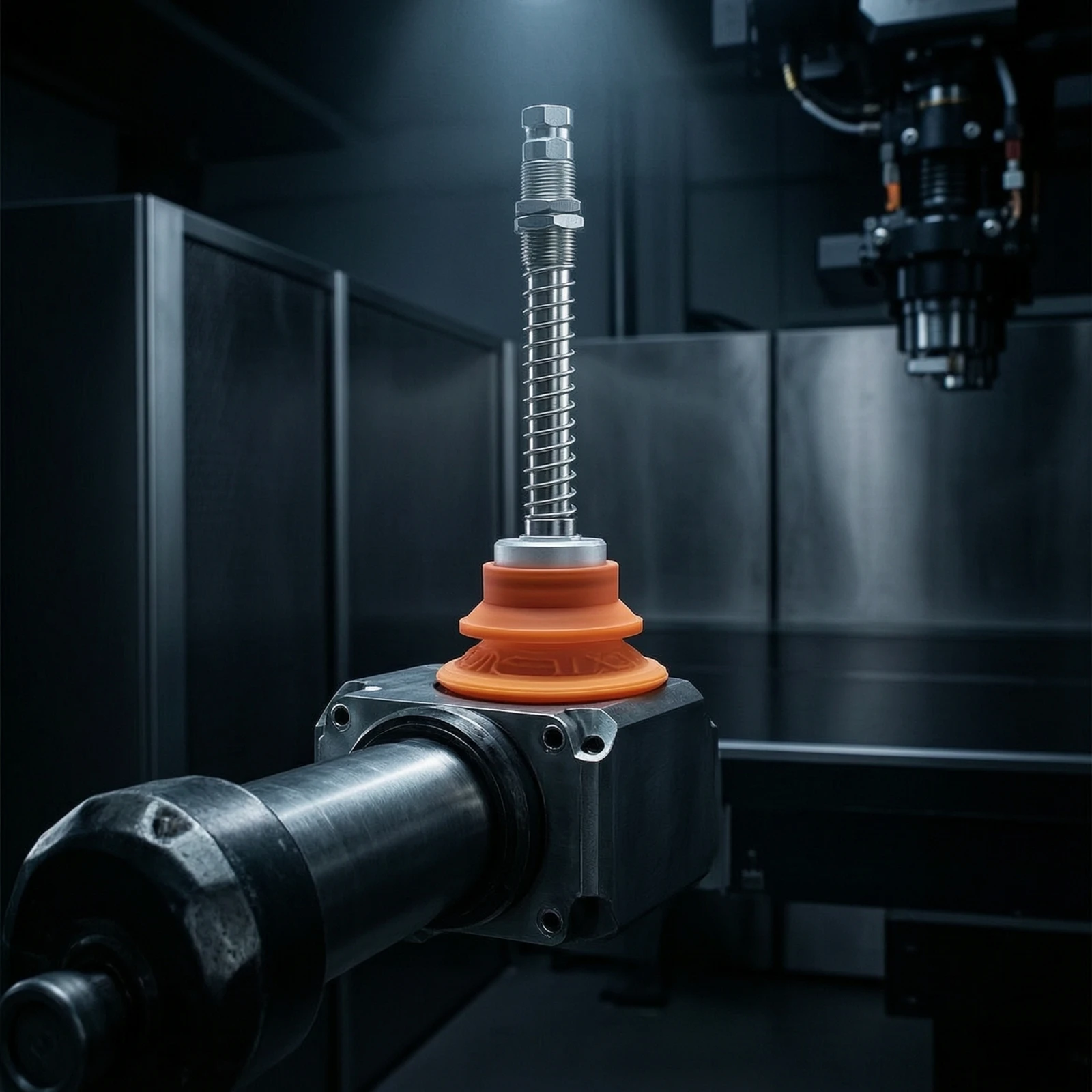 Vacuum Suction Cup with Spring Shock Absorber Mechanical Fitting for Robot End-Effectors, Machining Equipment