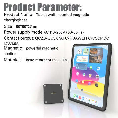 Zilvex magnetiskt väggfäste med laddningsfodral för iPad pro mini air 12.9 11 8.3 tum 18W snabbladdning starka magneter i väggen 10 best sales iPad väggfäste med strömförsörjning - №3