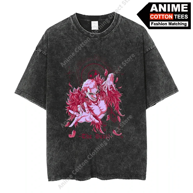 

Anime ONE PIECE - Birdman Doflamingo T Shirt y2k Harajuku Street Men Women Casual Short Sleeve Cotton Washed Vintage Loose Tees