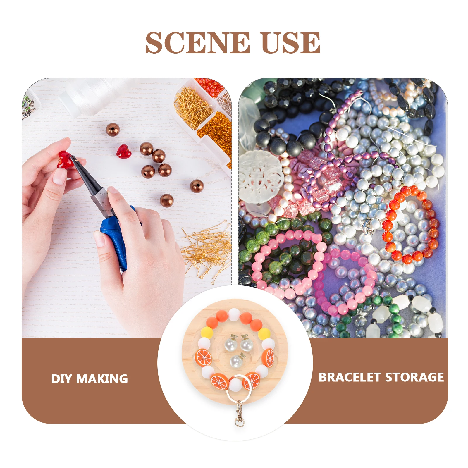 

Поднос для дисплея браслета из бисера для хранения ювелирных изделий, деревянная тарелка макарон, сосна, круглая форма, гладкая поверхность, компактный размер