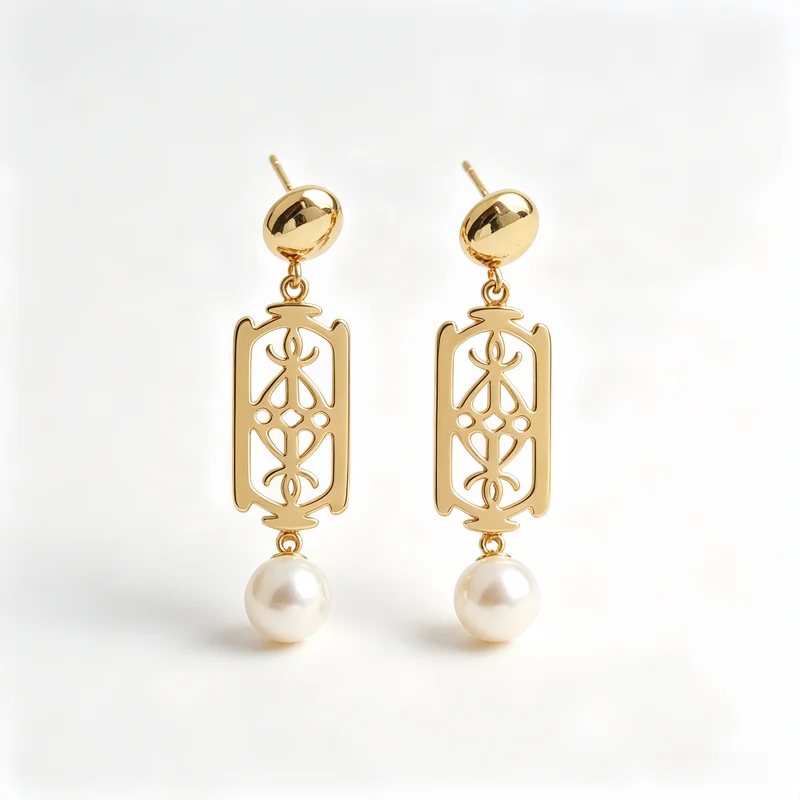 925 Sterling Silver Dangle Earring Elegance Vintage Geometric Freshwater Pearl 24K Gold Plated Drop Earrings Everyday Luxury