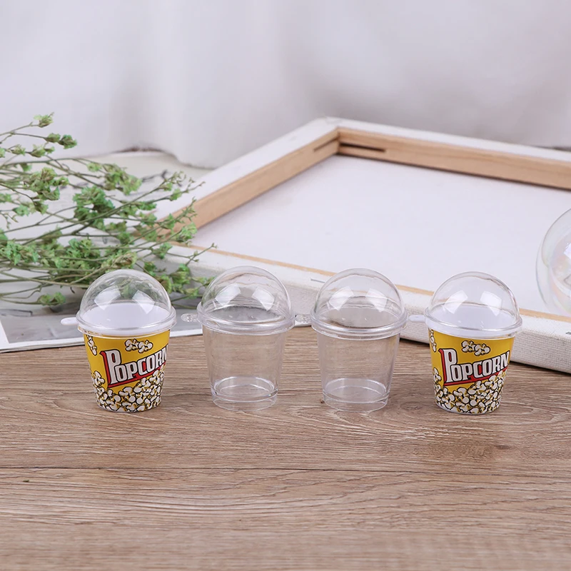 10pcs DIY Boba Charms Plastic Cups Miniature Cup with Dome Lid Doll House
