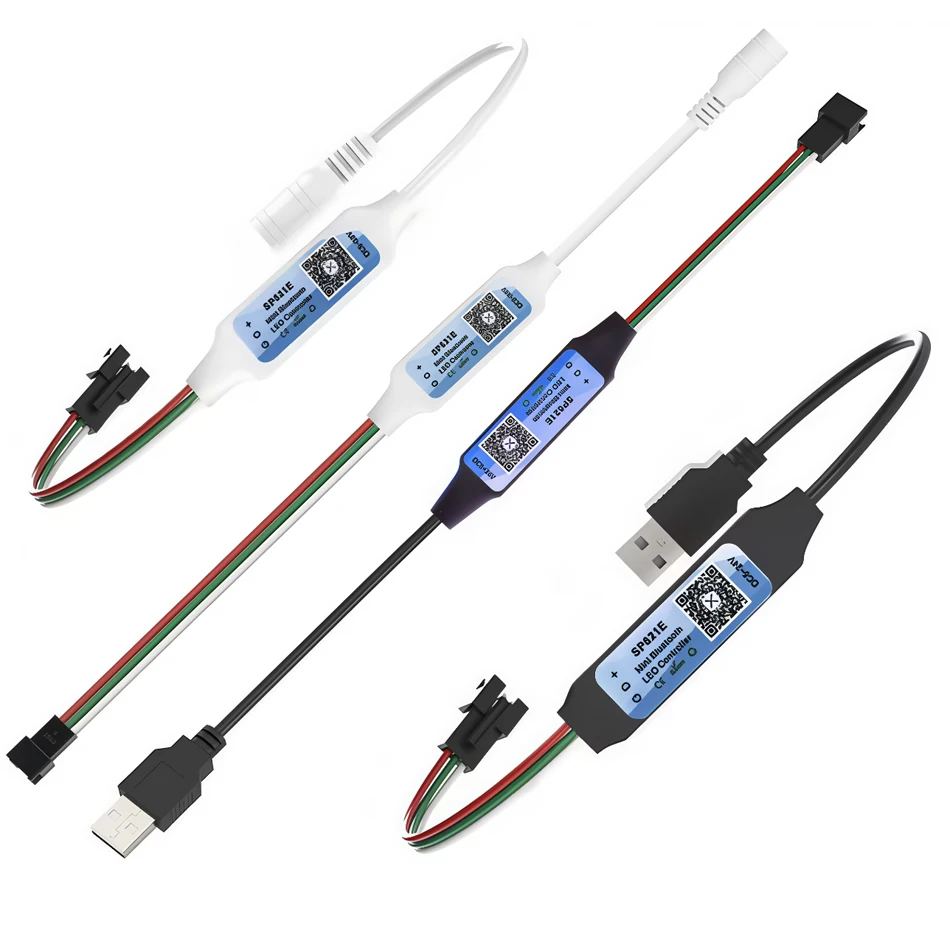 SP621E APP Music Bluetooth-compatible LED Controller 5V-24V WS2812B WS2812 WS2811 Piexls Addressable LED Strip Light IOS Android