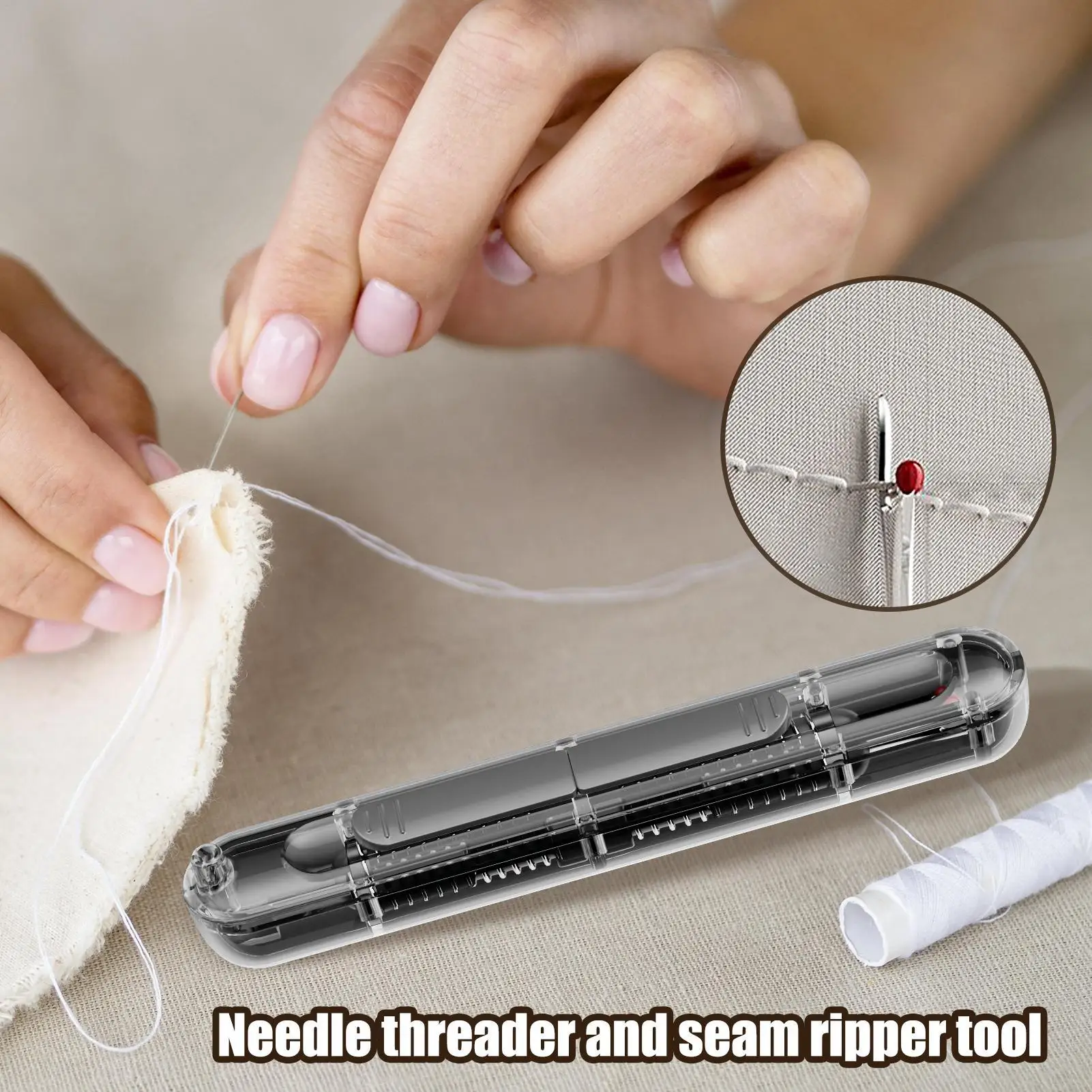 Automatyczny nawlekacz igieł 2w1, narzędzie do haftowania i robótek ręcznych, rozpruwacz do filcu, płótna, skóry, szycia i napraw.