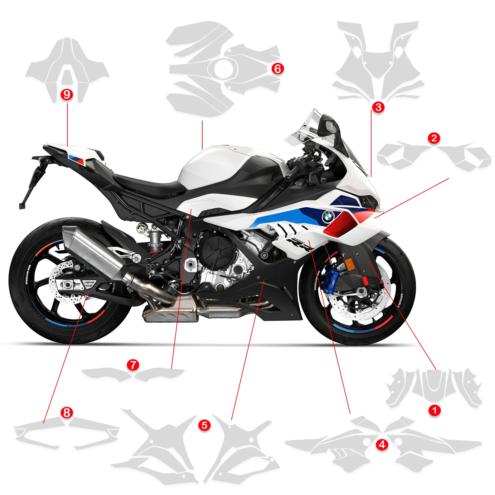 For BMW S1000RR PPF TPU Complete Anti-Scratch Protective Film Set Invisible Car Cover S1000 RR 2025 Motorcycle Paint Protection