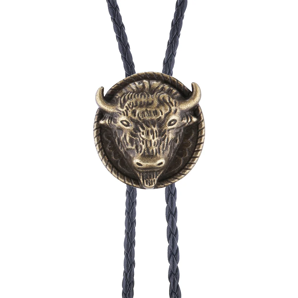 Modieuze en creatieve bolo-stropdas met bizonhoofd