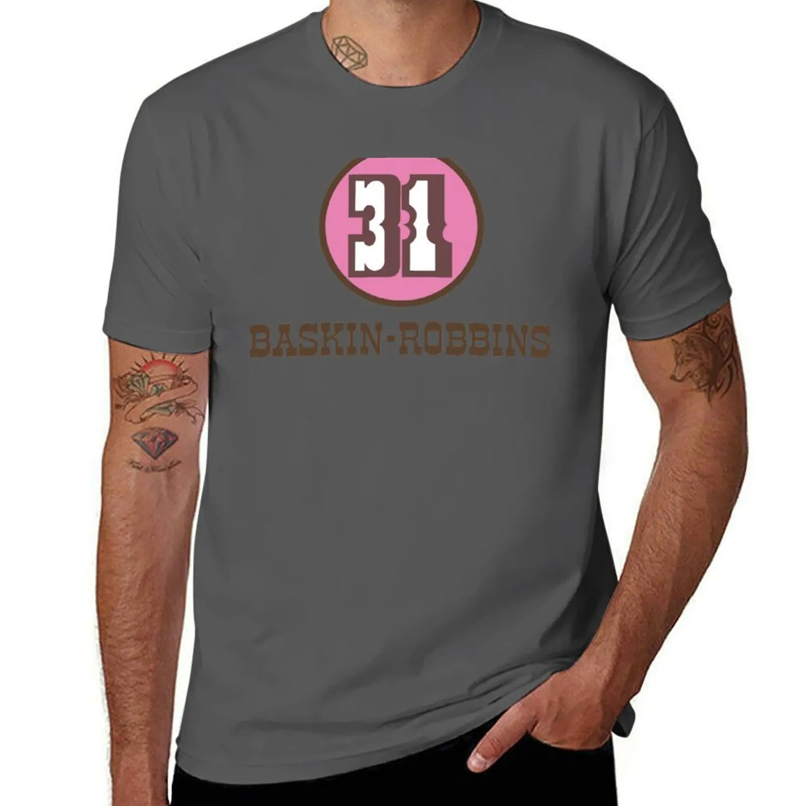 

60s-70s Vintage Defunct Baskin-Robbins Ice Cream Logo T-Shirt T-Shirt Industrial Work Tee Shirt