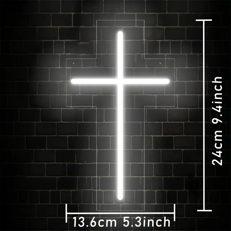 Jesus Cross Neon Sign, Home Decor LED Neon Sign,Wall Decor，Christmas New Year Wedding Birthday Party Sign, Easter Decoration