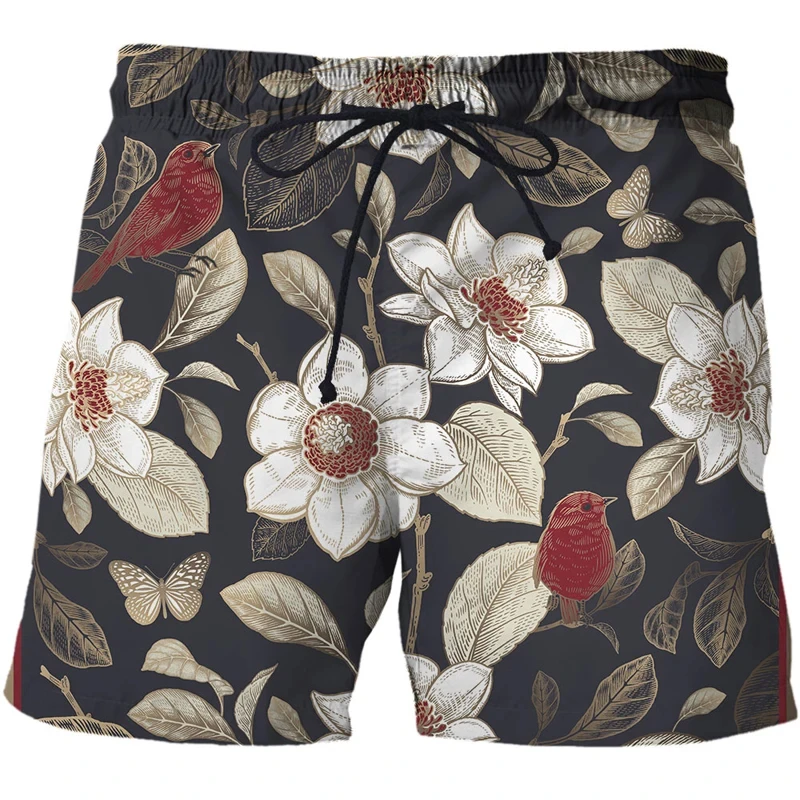 Retro Animal 3d Printed Shorts For Men Bird Snake Flower Street Short Beach Pants Summer Fashion Leisure Trend Short Trousers