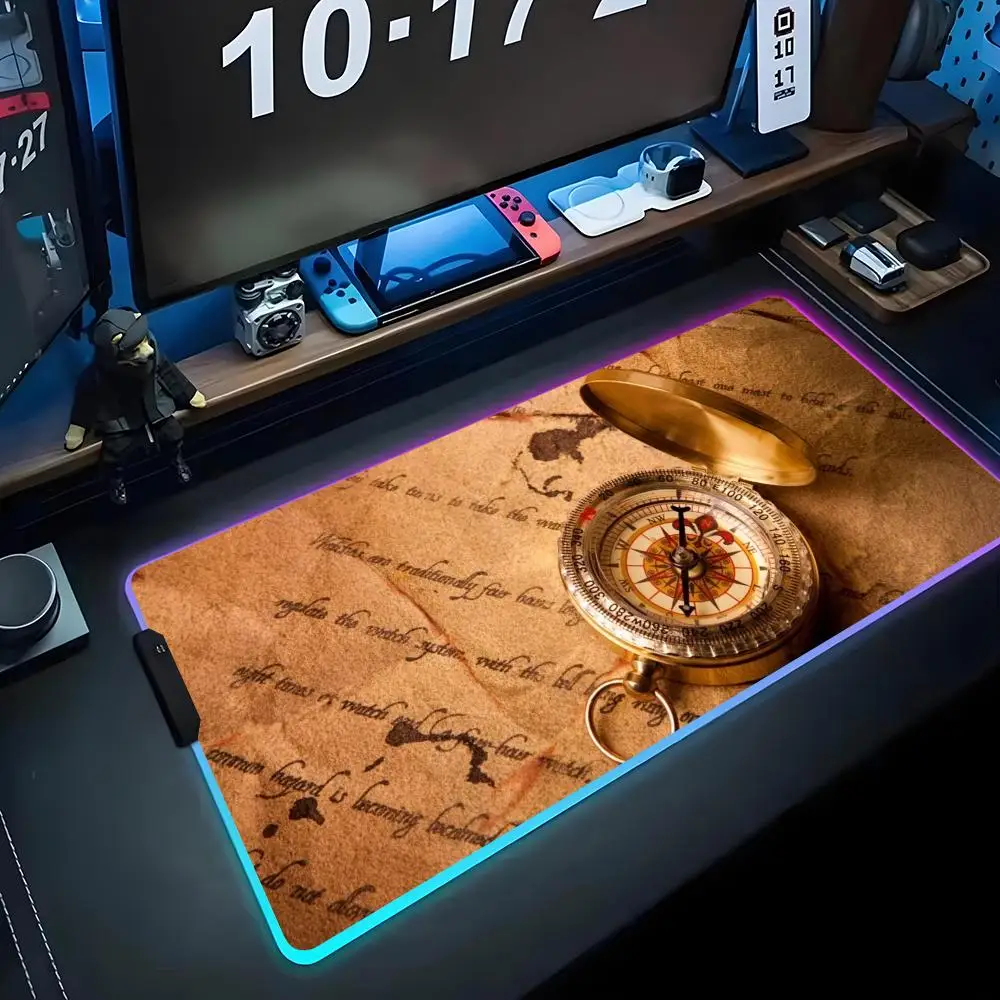 

Коврик для мыши Compass RGB Gaming Mousepad Большой светодиодный коврик для ПК Настольный коврик Светящийся коврик для мыши Большие коврики для клавиатуры Настольный коврик с подсветкой