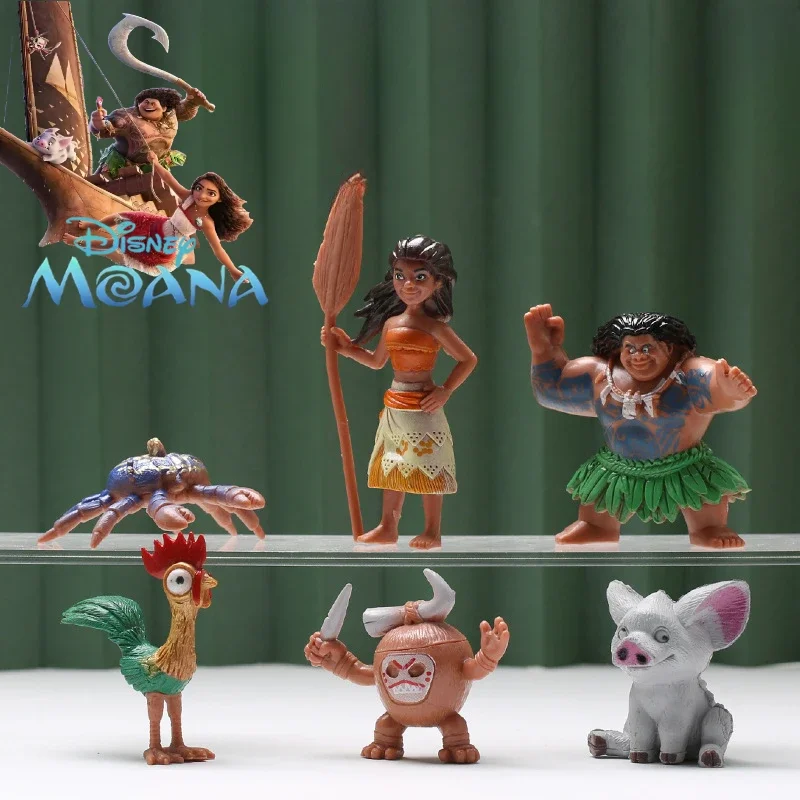 

6 Pcs/set Disney New Sea Princess Model Cartoon Figure Movie Moana 2 Cute PVC Doll Car Desk Decoration Display Children Toy Gift