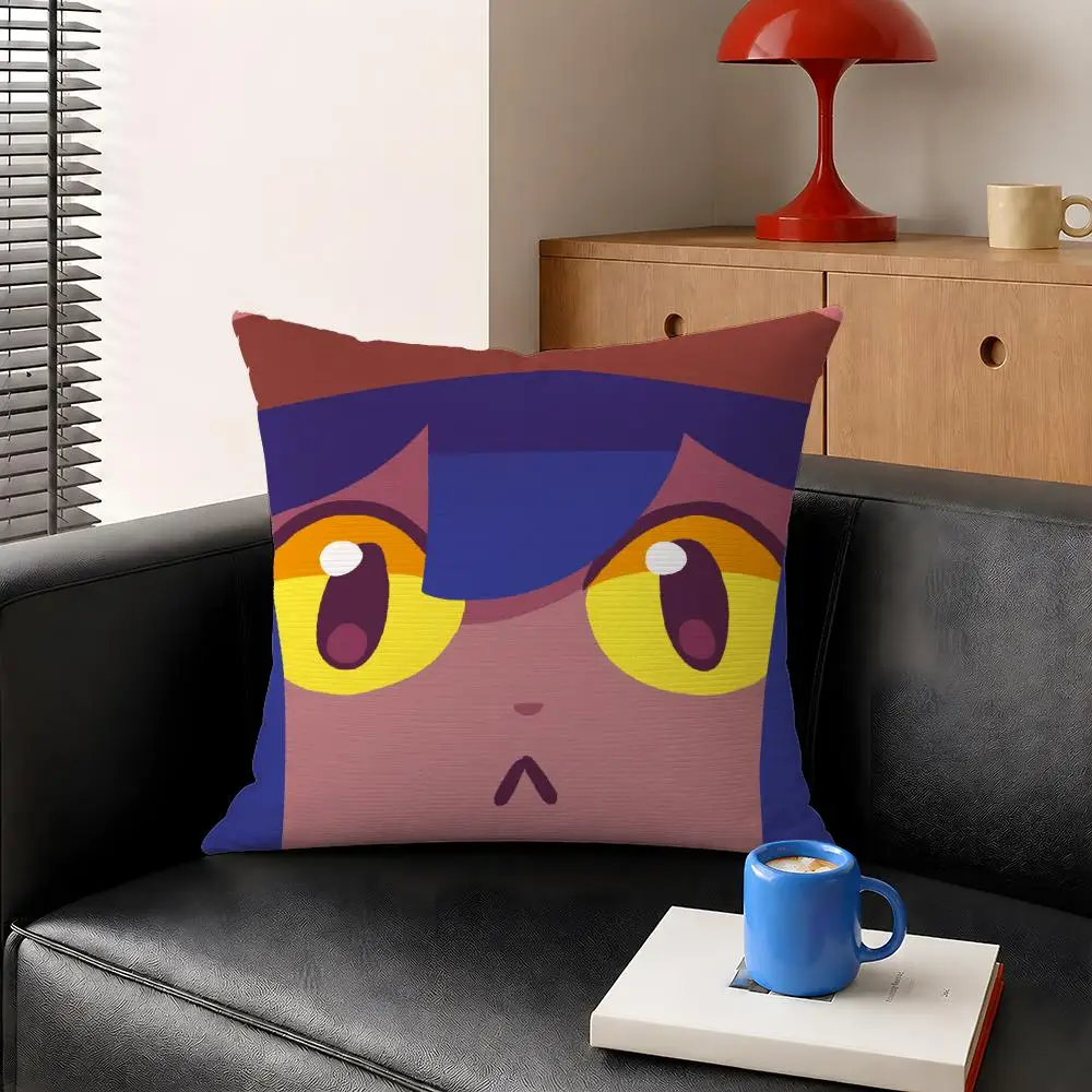 Game OneShot Niko Cute Chibi Cushion Cover Decorative Pillowcase Soft Short Plush Cozy Durable Sofa Home Decor Items Gift