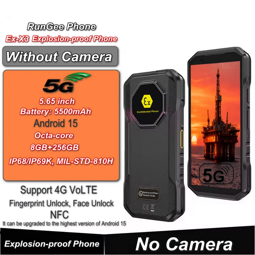 Without camera X3 Phone Explosion-proof 8GB+256GB Explosion-proof Screen 5G Net Android 15 GPS 5.65''inch No Camera Support OEM
