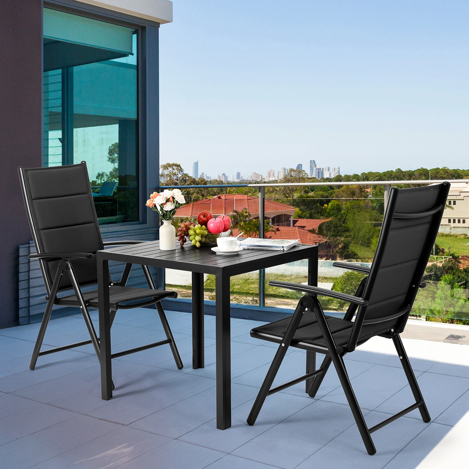 Aluminium Lounge faltbare Gartenstuhl-Rückenlehne mit 7 verstellbaren Einstellungen, mit Armlehnen,