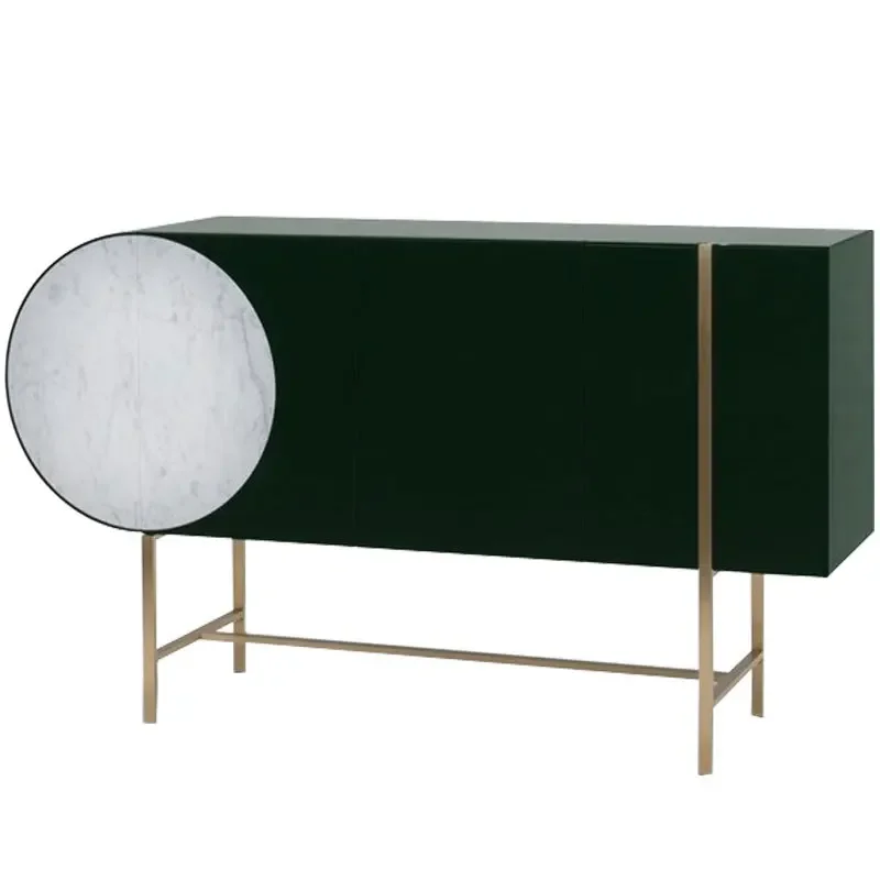 

Simple bright paint entrance table Nordic style stainless steel foot decorative cabinet