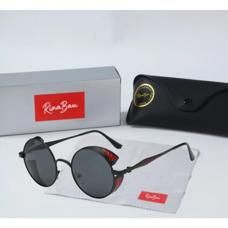 

RNABAU новые мужские высококачественные очки в стиле панк, круглые солнцезащитные очки, поляризационная цветная пленка, светоотражающее зеркало с жабой