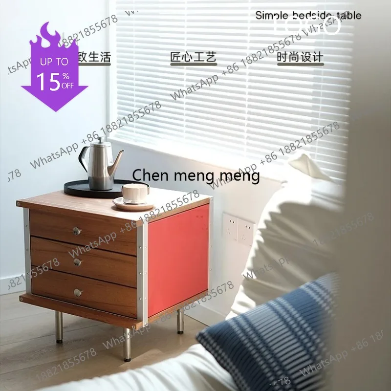 D80 Mid Century Vintage Nightstand Drawer Premium Storage Beauty Nightstand Classic Design Mesa De Cabeceira Bedroom Furniture