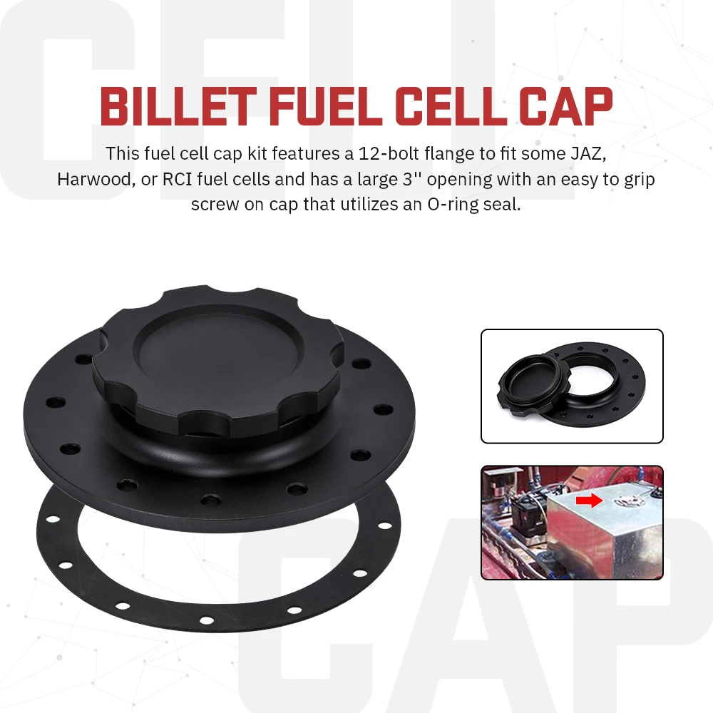 WLR - Billet Aluminum 12 bolting holes Surge Tank Cap with 3'' ID Opening For RI  fuel cells SLFCC-01SL