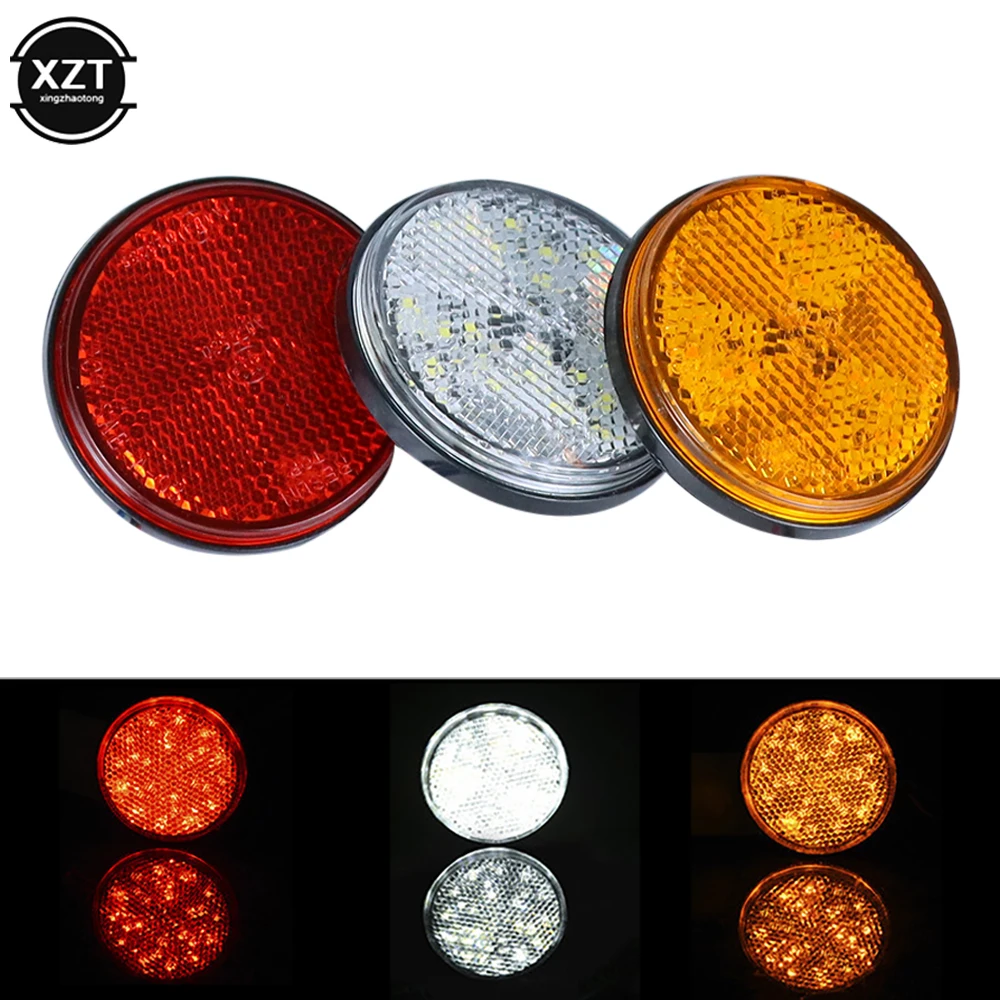 12V Round Motorcycle Tail Lights Rear Bumper Reflector 24 LED Motor External Light Brake Stop Marker Lamp For Car Motor Truck