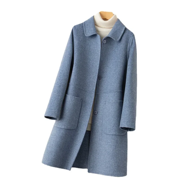 New 100% Wool Coat for women's Coats & Jackets High Quality winter clothes Double faced velvet winter coat elegant size S M -XL