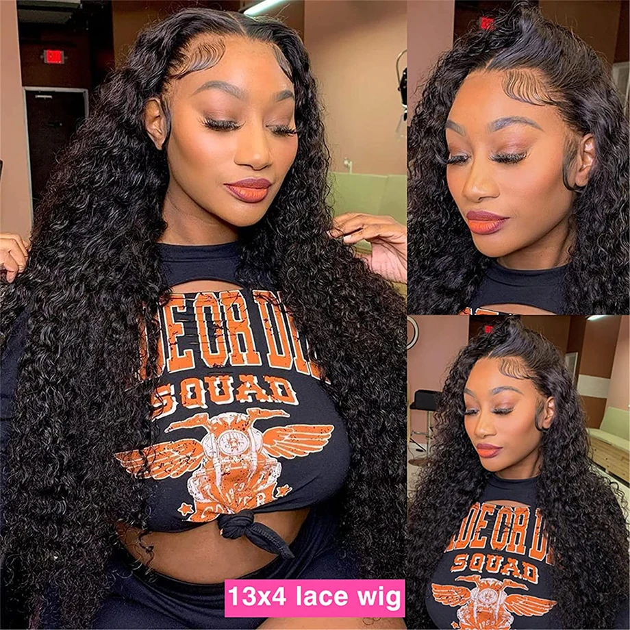 13x4 Kinky Curly Lace Front Human Hair Wigs For Black Women Brazilian Transparent Lace Frontal Wig 4x4 Lace Closure Wigs On Sale