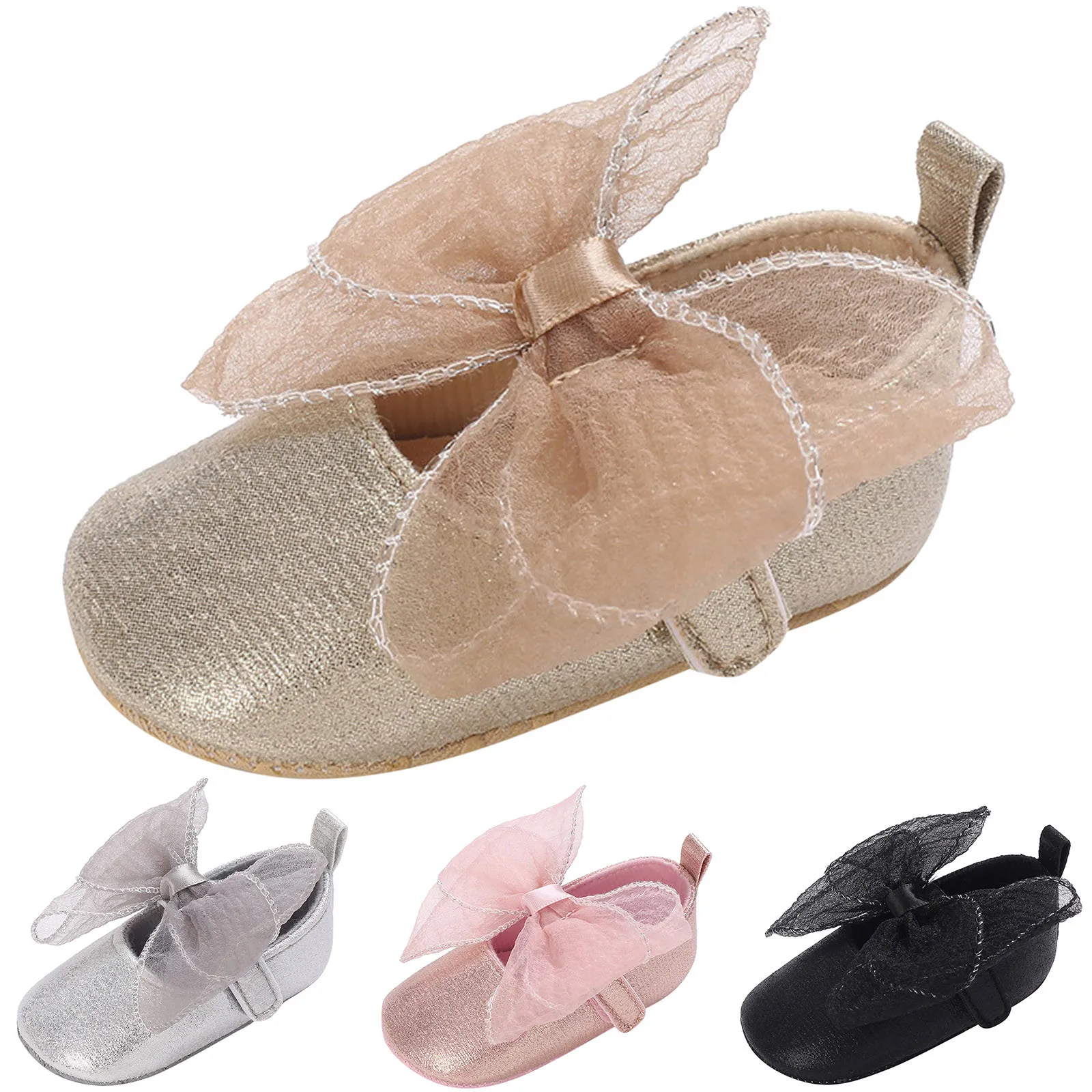 

Baby Girls Bowknot Princess Shoes Infant Girls Toddler Shoes Newborn Casual Flat Bottom First Walkers Wedding Party Dance Shoes