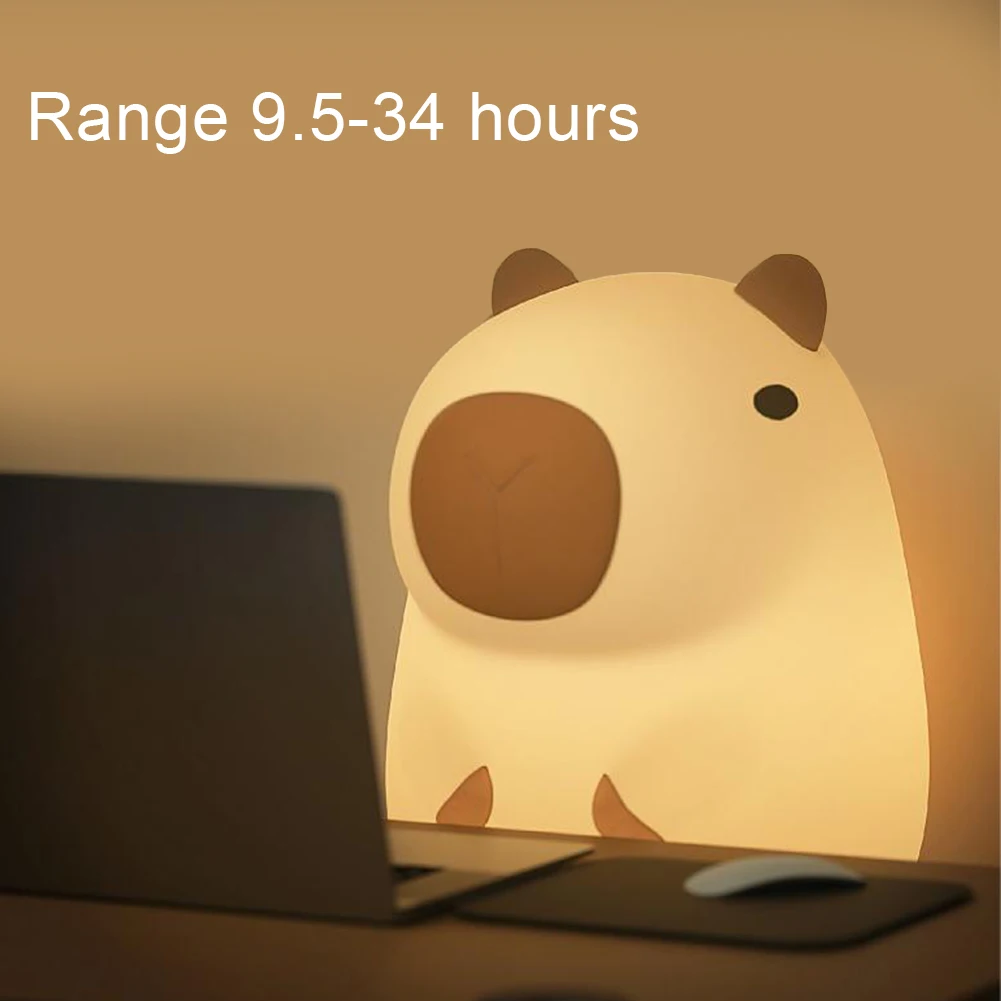 Veilleuse en silicone Capybara pour enfants, lampe de chevet tactile animal, aste par USB, fonction de synchronisation, cadeau mignon