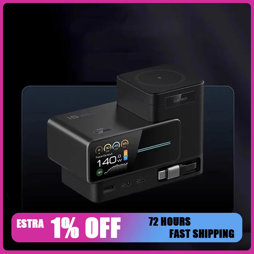 CUKTECH 140W GaN Charger USB C Charger Quick Charge For Macbook Laptop Tablet PD Mipps PPS UFCS Fast Charger For iPhone 17 16 15