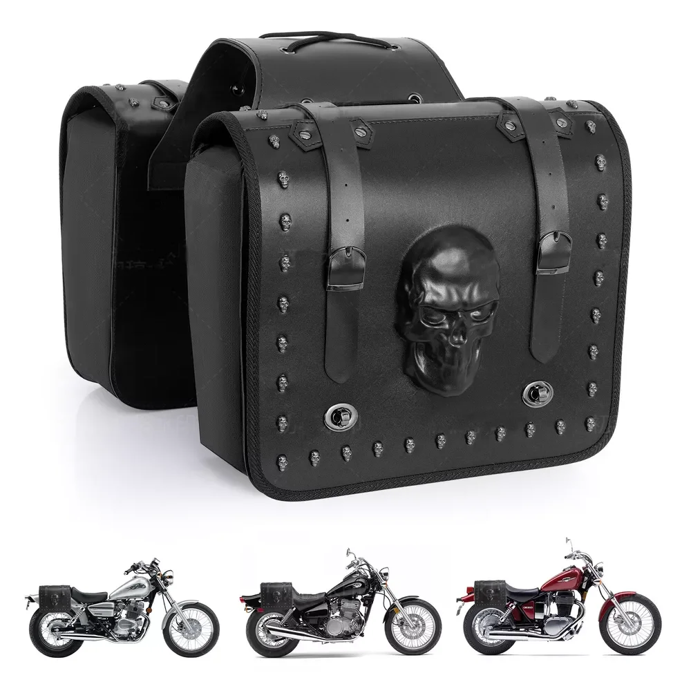 

Motorcycle Waterproof 20L PU Leather Tool Luggage Side Bag Saddle Bag Fit For Harley Touring Road King