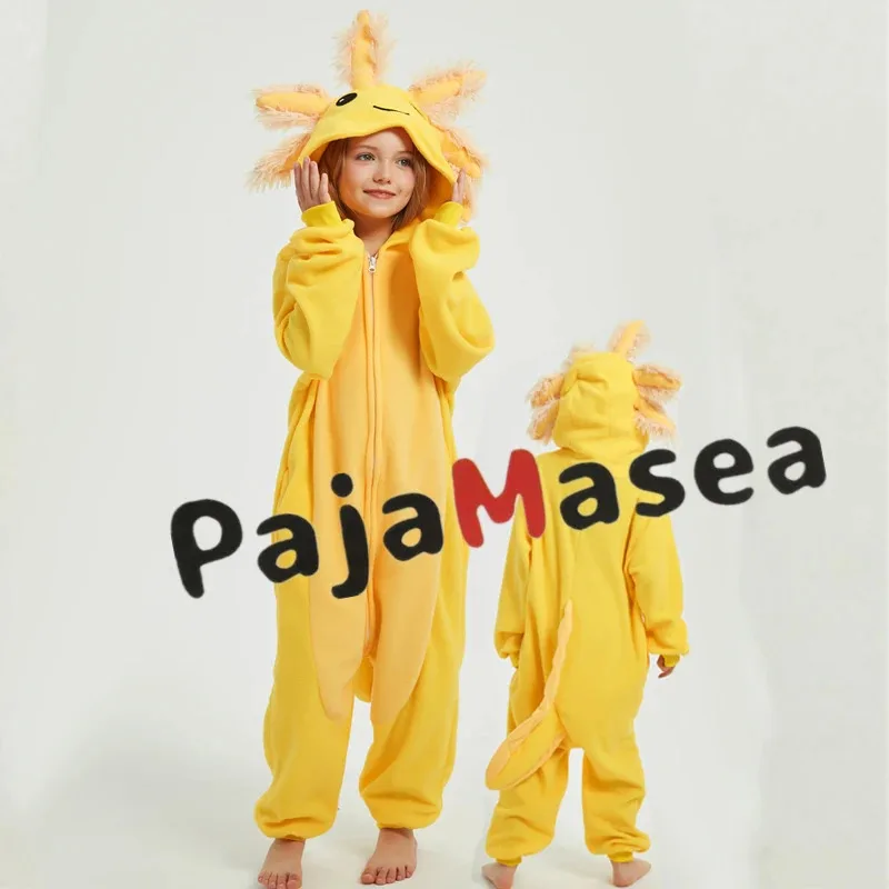 

Kids Pink t Cute Cartoon Cosplay Baby Animals Halloween Boys Girls Yellow axolotl Kigurumi Anime Pajamass;3,k8't,