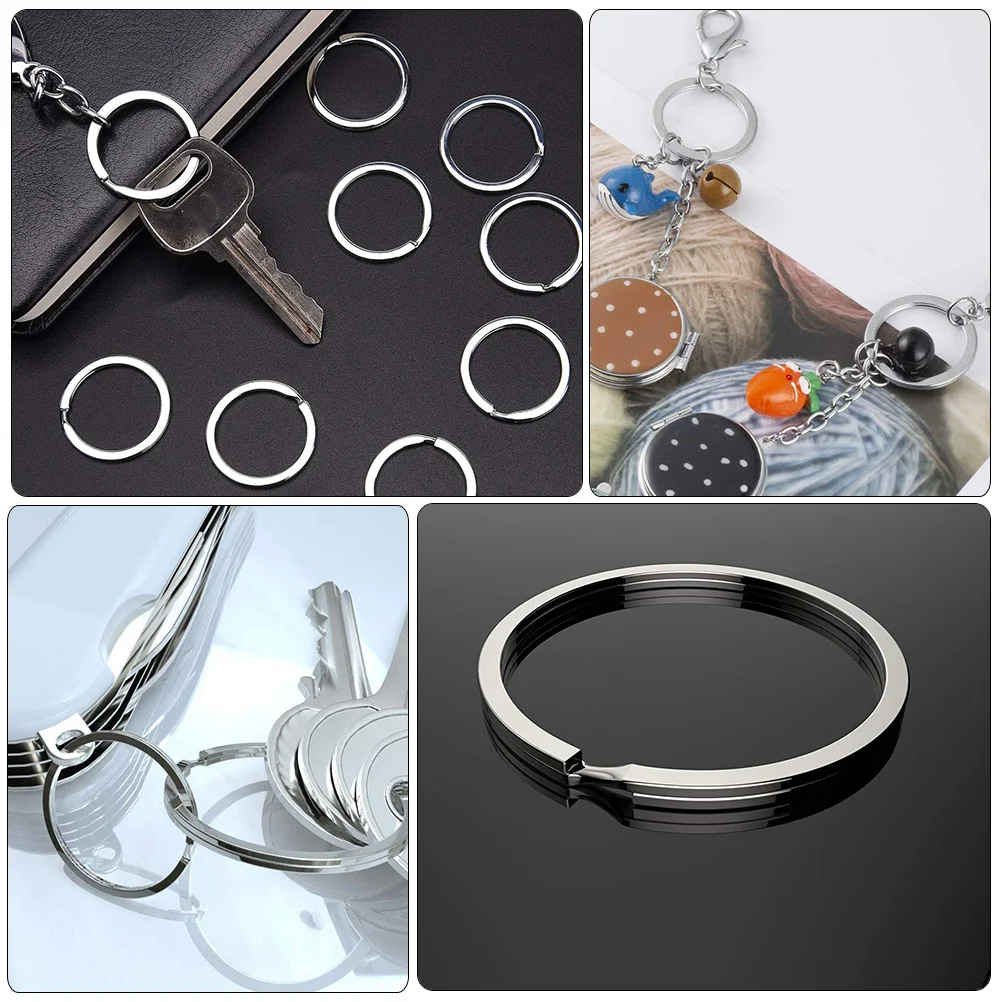 

40Pcs Flat Split Key Rings Metal Circular Design DIY Key Chain Making Rings for Craft Projects Retro Style Keyrings