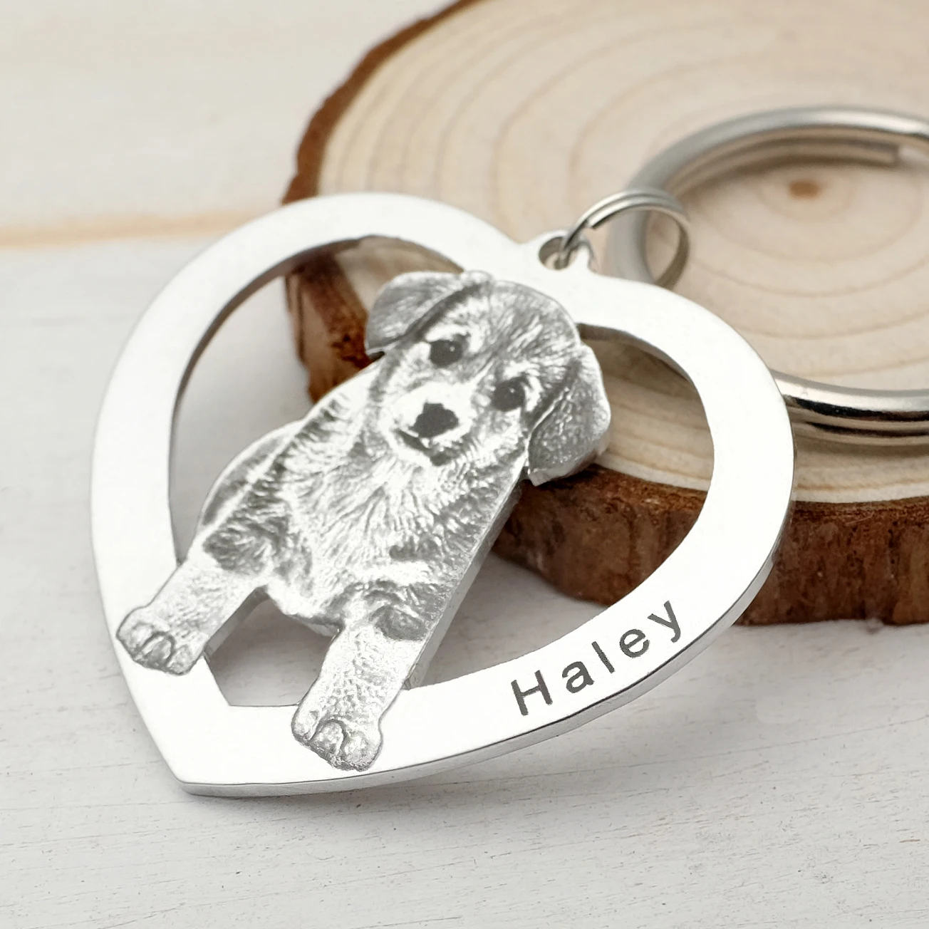 Personalized Heart Photo Keychain Custom Picture Keychain Cat Keyring Birthday Gift Keepsake Memory Dog Keychain