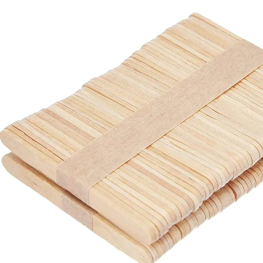 Silicone Easy Cream Wooden Sticks For Ice Cream Bars, Set Of 100