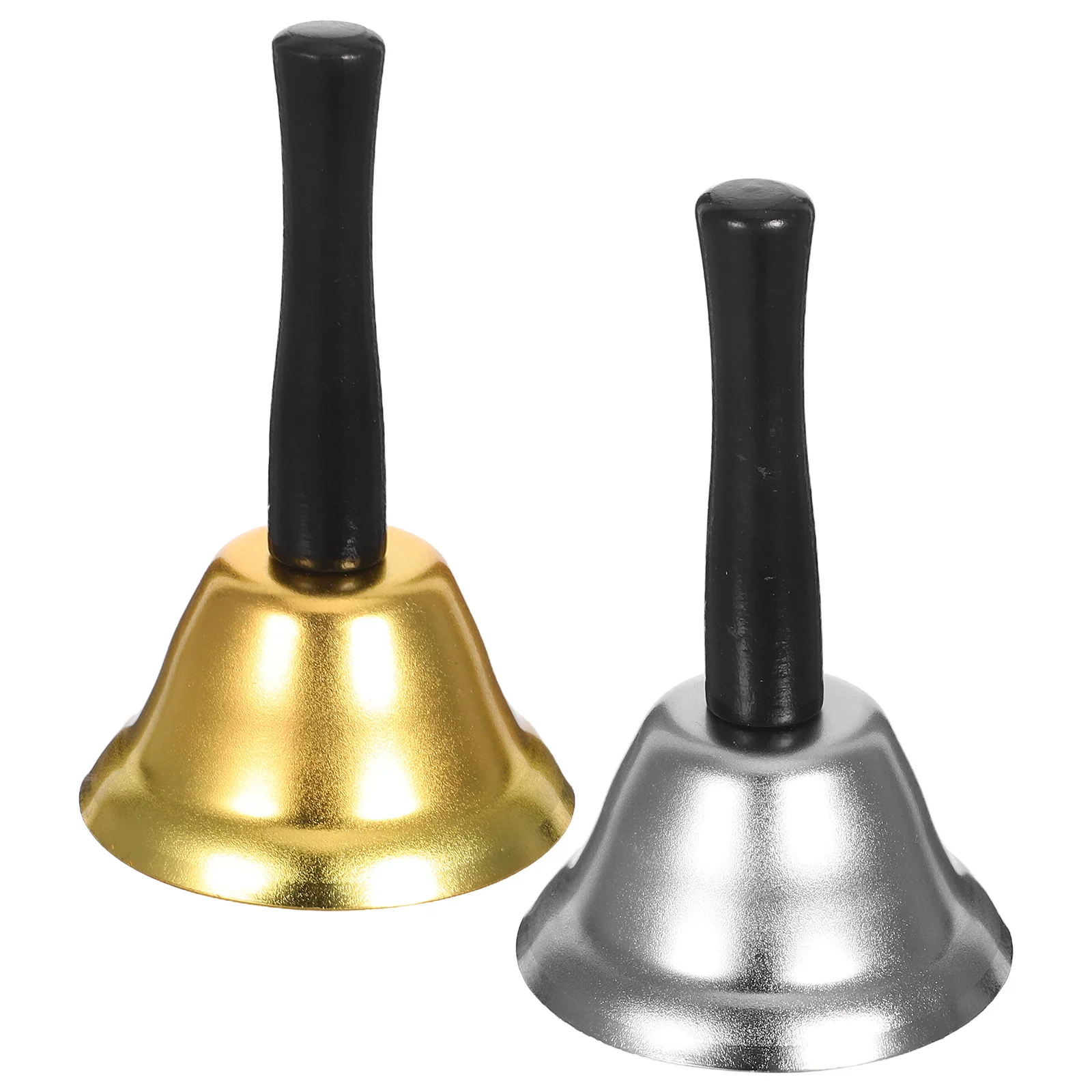 

2 .5Cm Hand Iron Rattle Bell Wooden Handle Christmas Decoration Party Service Bell For Santa Seniors Disabled Golden Silver