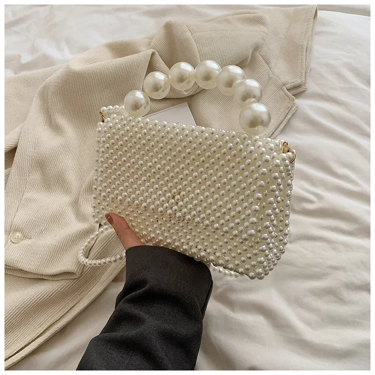 Fairy Bag Summer 2024 New Pearl Handle One-shoulder Holiday Woven Bag Purses and Handbags  Crossbody Bags for Women