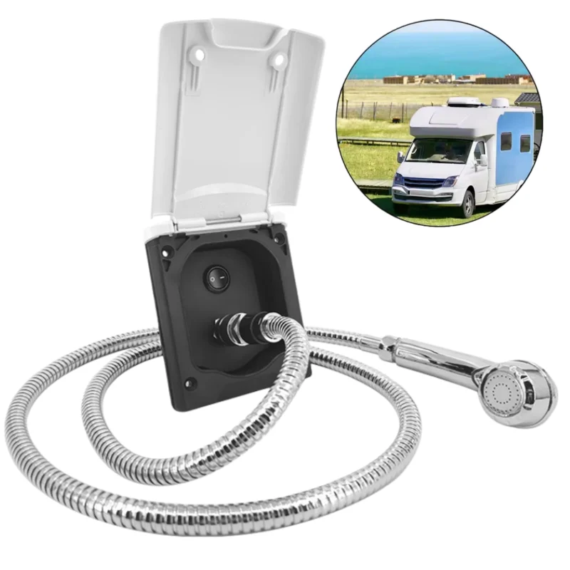 Premium RV Exterior Shower Box Kit Motorhomes Caravans Camper With Hose Faucet