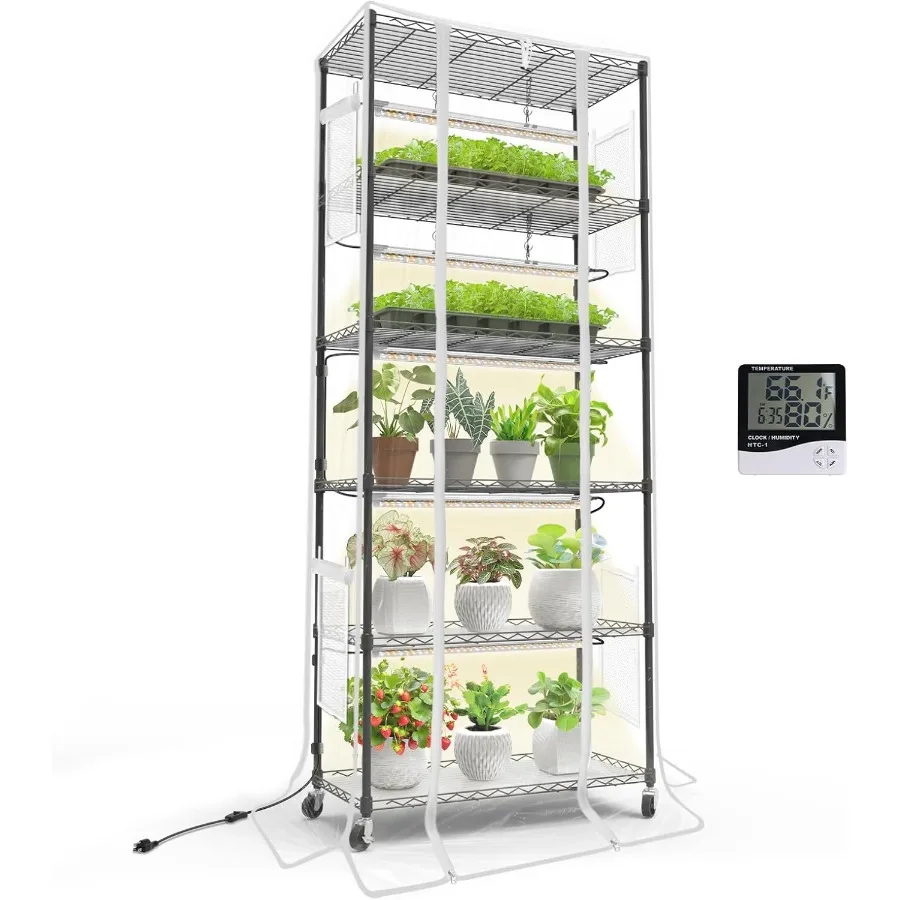 

Bstrip Indoor Greenhouse with Grow Light Mini Greenhouse for Home Use Includes 5 Pack T8 Full Spectrum Plant Lights Plant Shelf