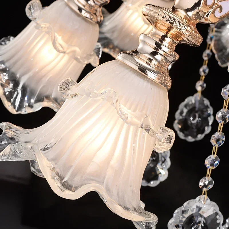 

Modern LED Glass Crystal Chandelier Ceiling Light for Living Room Dining Indoor Decorative Hanging Lamp