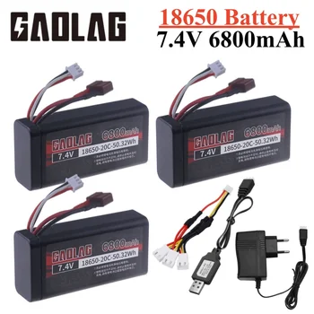 7.4V 6800mAh 18650 แบตเตอรี่ Lipo สําหรับ Wltoys 10428/12428/12423 แบตเตอรี่กันน้ําและทนไฟ RC รถอะไหล่ 2S สําหรับ Wltoys 144001