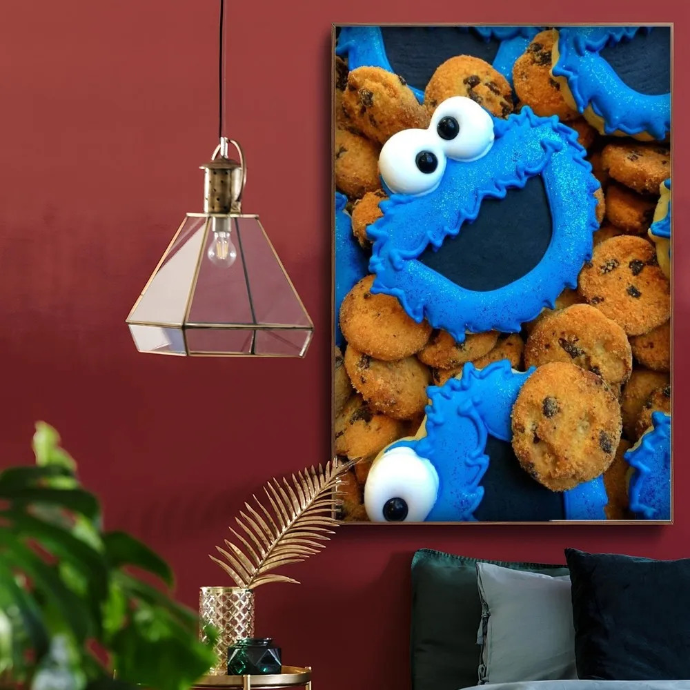 1pc Cookies Play Monster Poster artistico autoadesivo adesivo di carta impermeabile Coffee House Bar Room Wall Decor