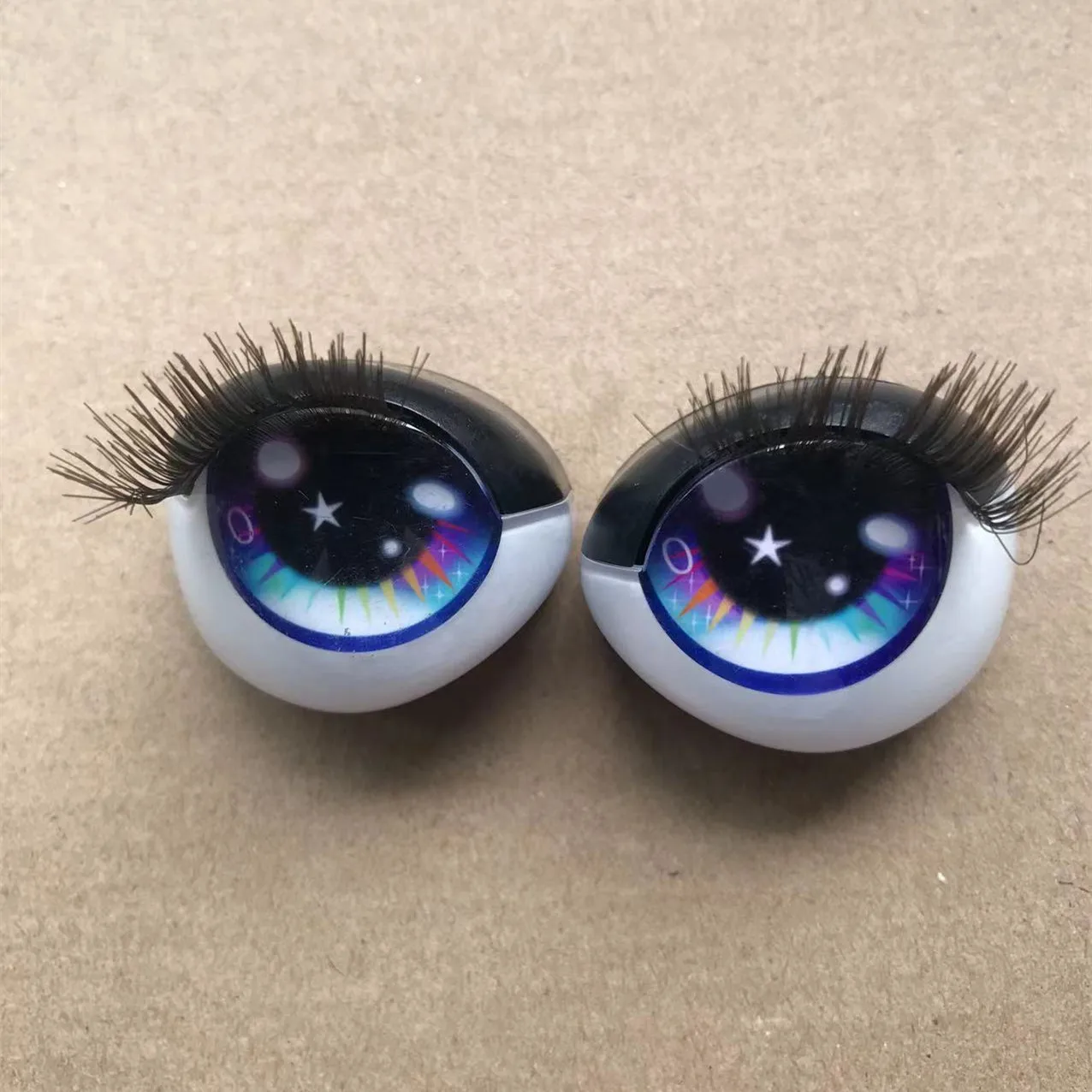 كبير قوس قزح دمية عيون 1/3 دمية الرموش الحقيقية لامعة دمية العين كرات ملونة دمية حية الديكورات الأصلي لطيف دمية الملحقات
