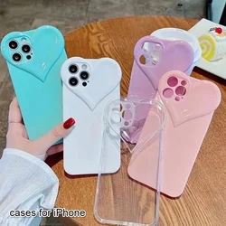 Love Heart Protect Lens Phone Cases For IPhone 17 16 15 14 13 12 11 Pro Xs Max XR 7 8 Plus SE2/SE3 TPU Shockproof Back Cover
