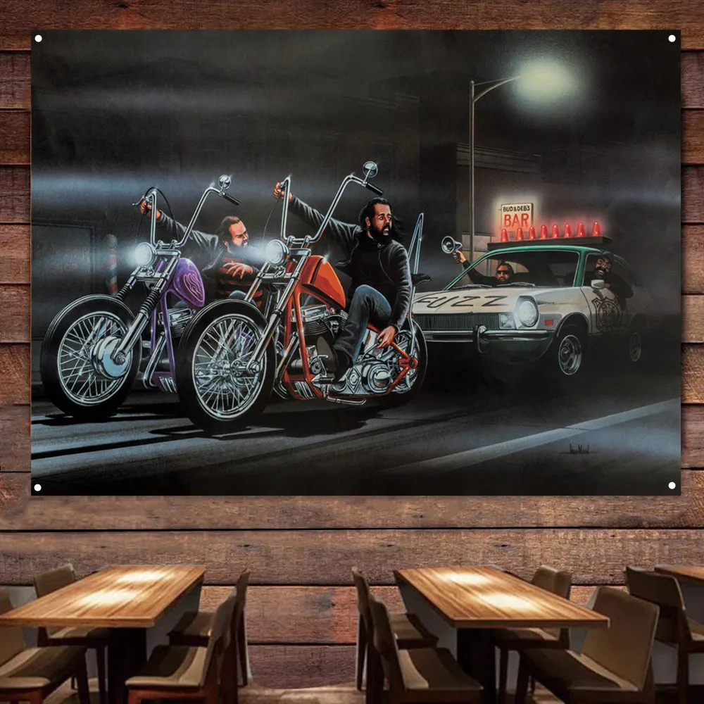 

Police Motorcycle Flag Banner Live or Ride Poster Decor Mural Bikers Art Wall Sign Vintage Car Man Cave Bar Club Pub Garage