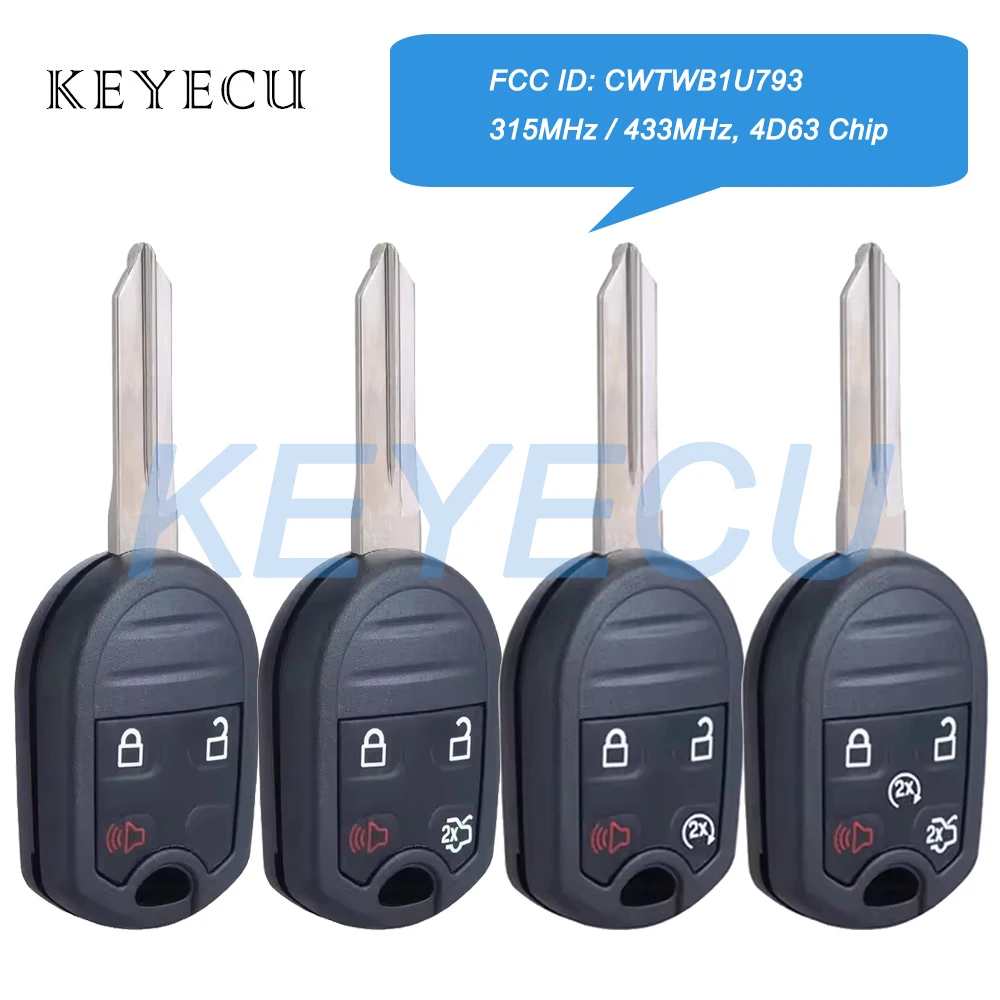 Keyecu CWTWB1U793 315 ميجا هرتز 433 ميجا هرتز 4D63 رقاقة مفتاح السيارة عن بعد فوب لفورد فليكس اكسبلورر توروس F-150 2012 2013 2014 2015 2016 2017