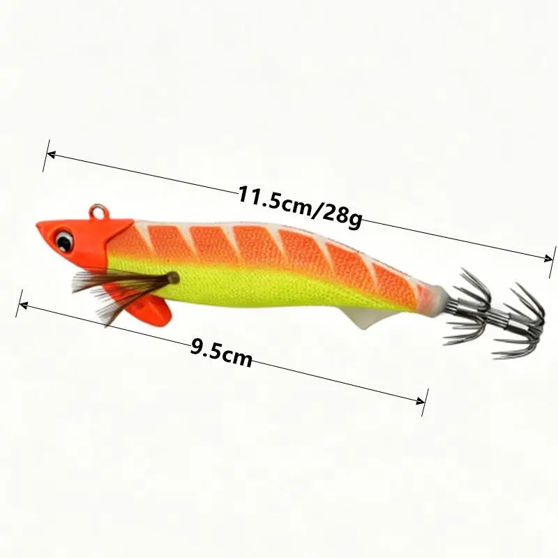 Hochpenetrierende Bleiköpfe für Tintenfisch-Jigs, Leuchtende Holz-Garnelen-Egi für Salzwasser-Oktopus- und Tintenfisch-Nachtfischerei – Detail 4