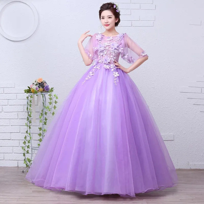 Velnosa Purple Princess Organza New Summer Girls Wedding Dress 2023 Half Sleeve Bridal Sexy Lace Up Gown Vestidos De Novia