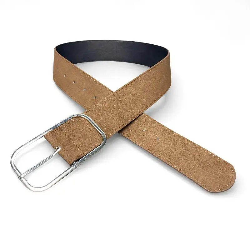 Maillard Styles Retro Fashion Suede Leather Belt with Metal Buckle Versatile Waist Accessory for Casual And Formal Wear